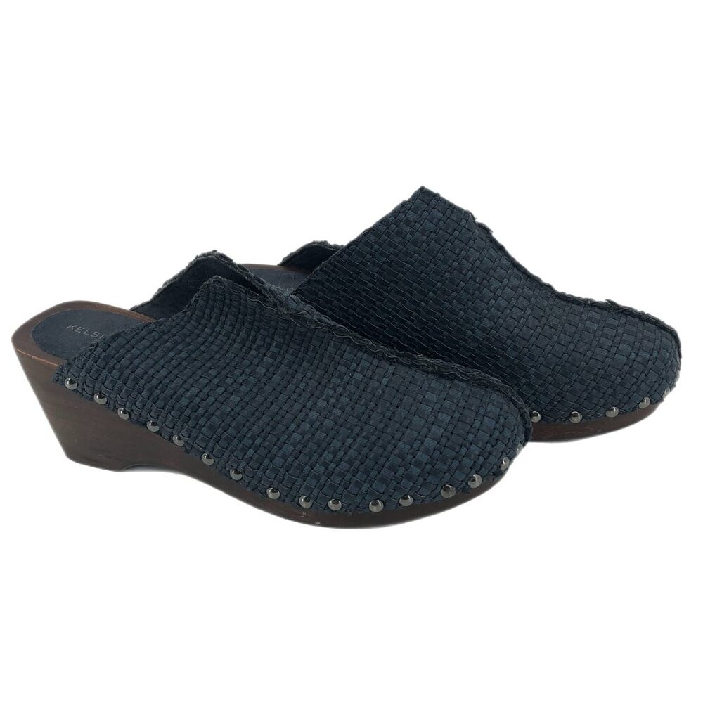 Kelsi Dagger Blue & Brown Studded Mules & Clogs | Size 8.5